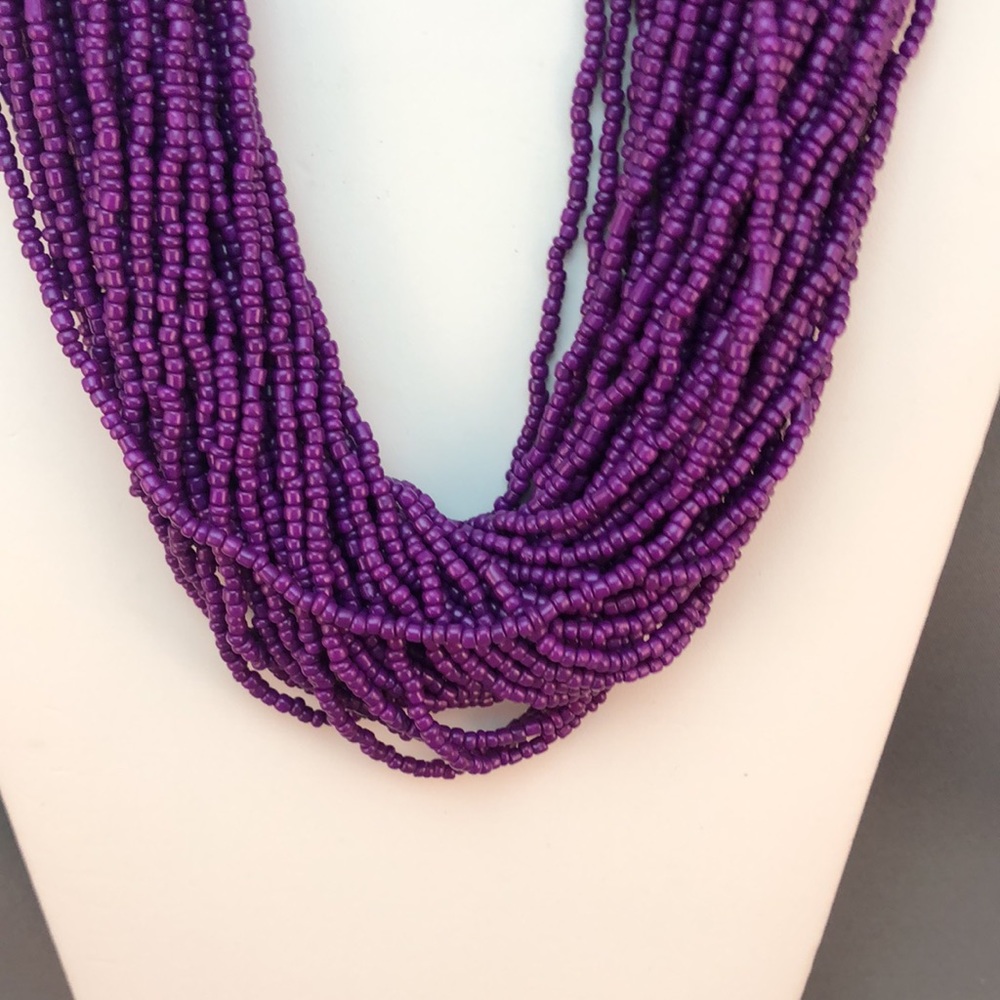 Purple Beaded Multi-Strand Necklace - Picture 2 of 15